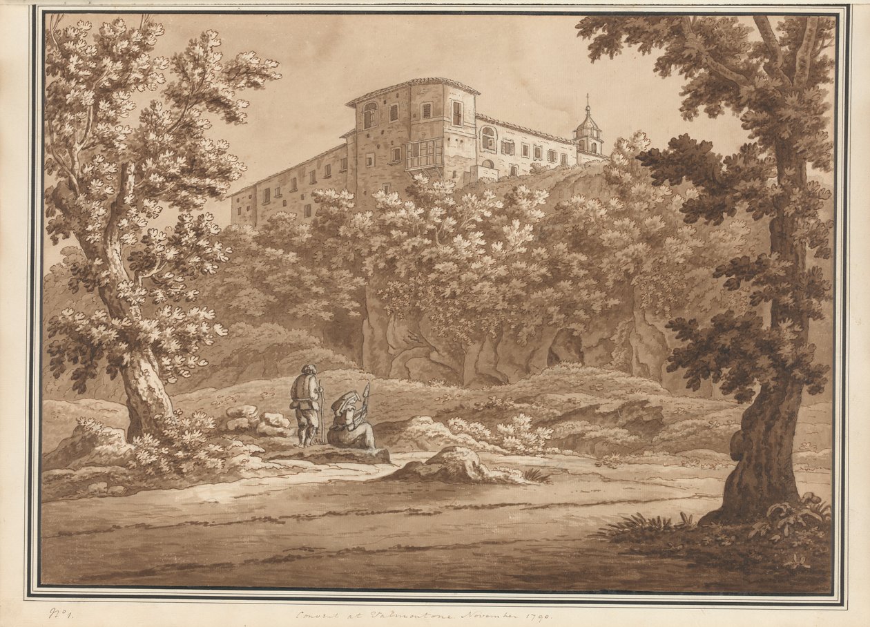Klooster in Valmontone, uit een volume van 66 uitzichten getekend naar de natuur in de omgeving van Rome en Abruzzo, november 1790 door Richard Colt Hoare