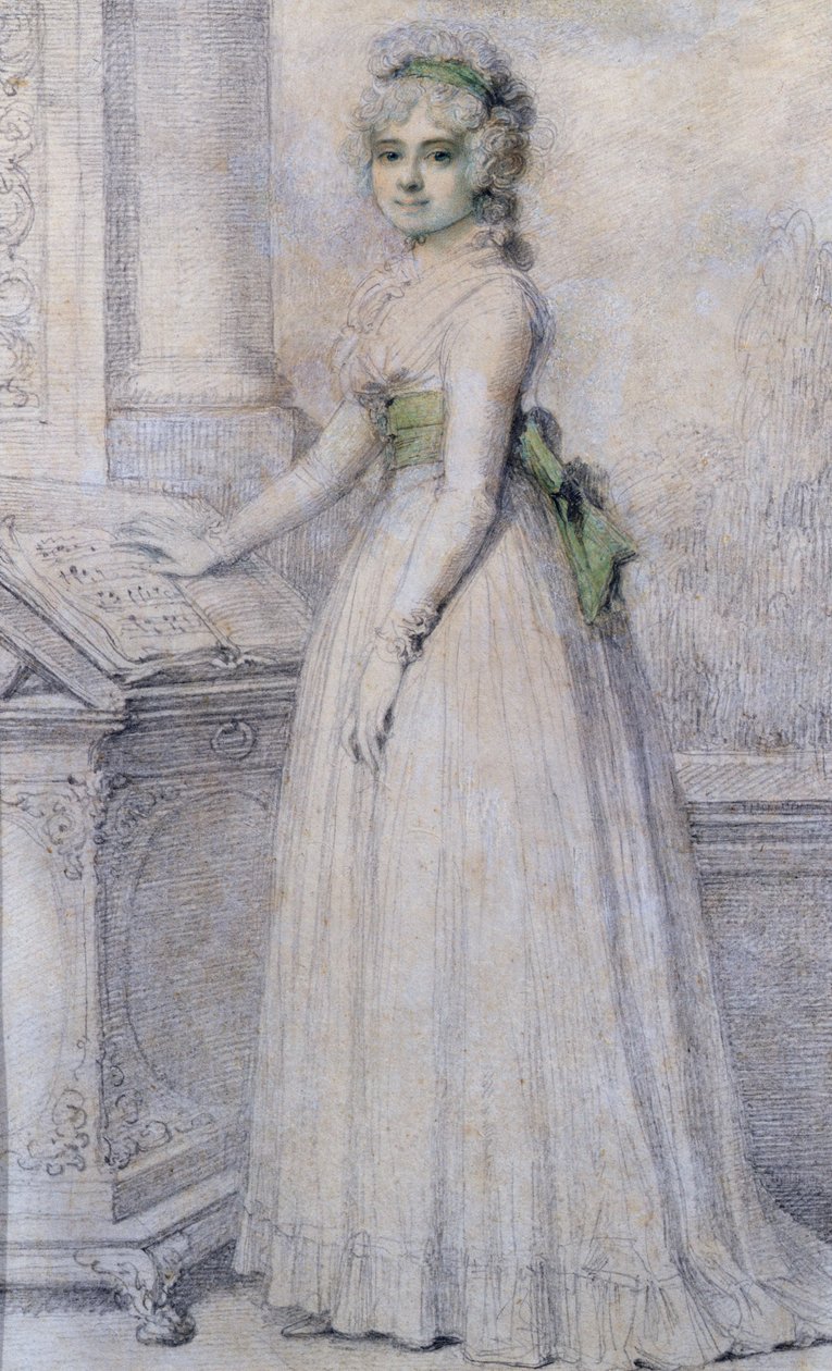 Portret van een vrouw bij een muziekstandaard, 1793 door Richard Cosway