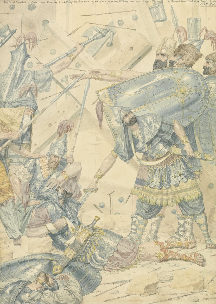 Dood van Abimelech bij Thebez, 1855 door Richard Dadd