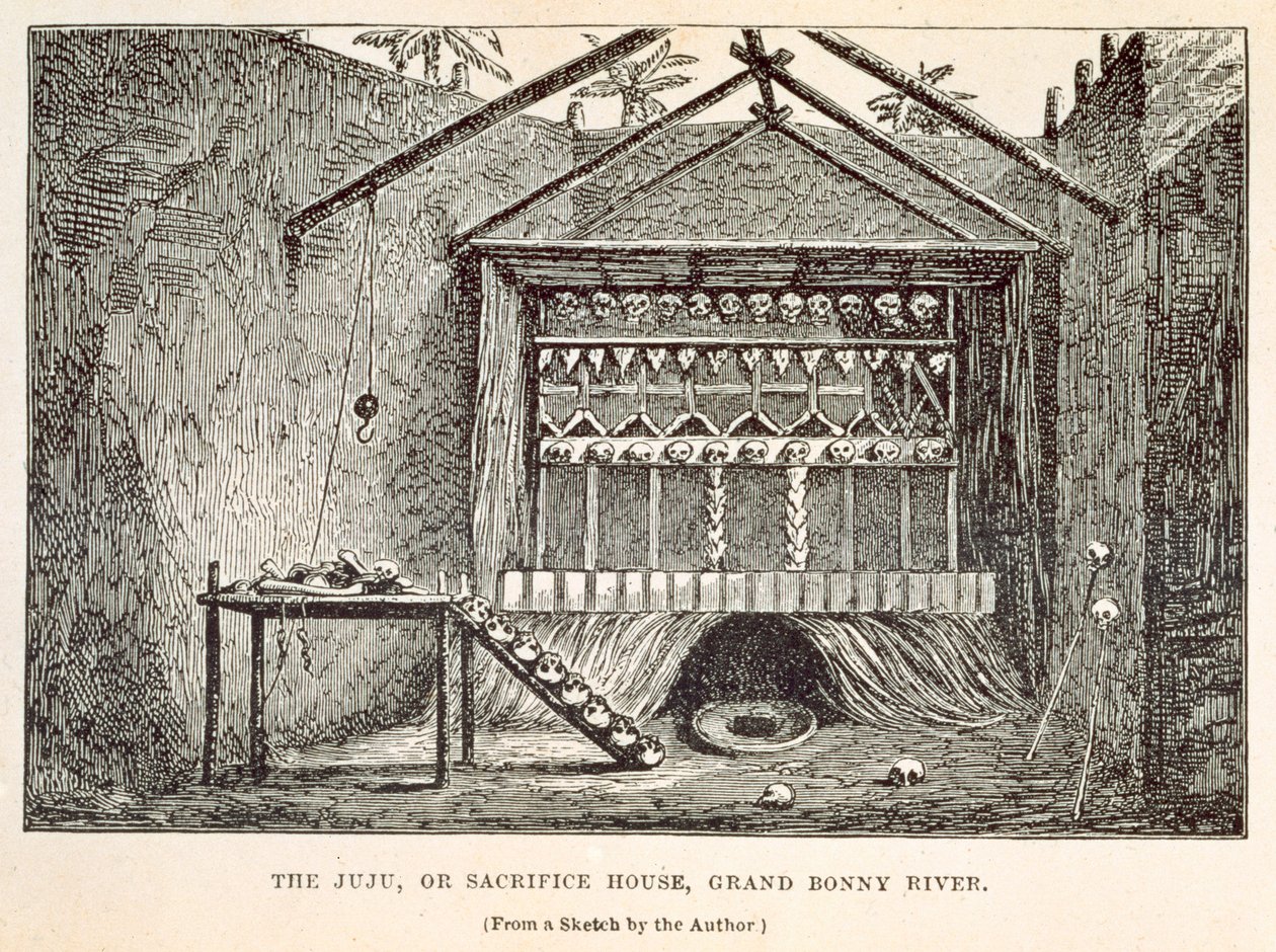 Het Juju, of Offerhuis, Grand Bonny River, uit 