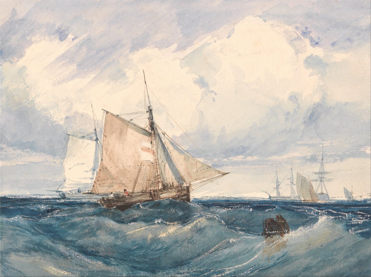 Een Cutter en andere schepen in een Bries door Richard Parkes Bonington