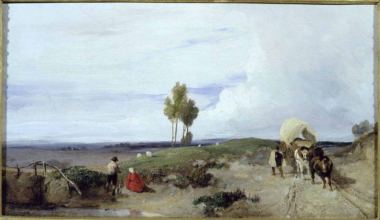 Een doorwaadbare plaats op de weg van Boulogne naar Parijs, kijkend naar St. Omer, c.1824 door Richard Parkes Bonington