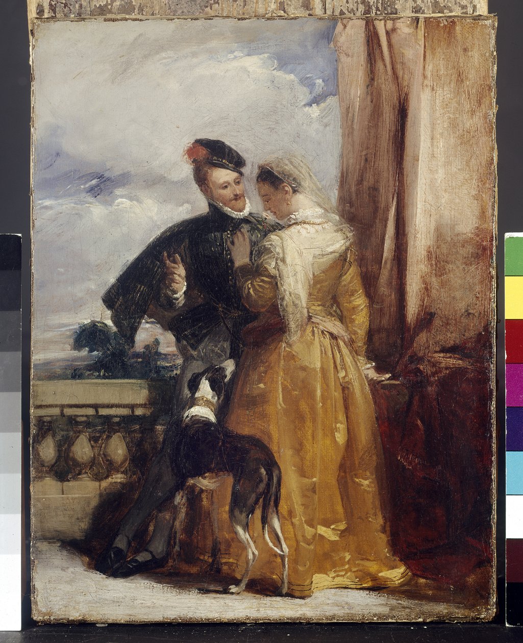 Amy Robsart (gest. 1560) en Robert Dudley, Graaf van Leicester (1532-88) ca. 1827 door Richard Parkes Bonington