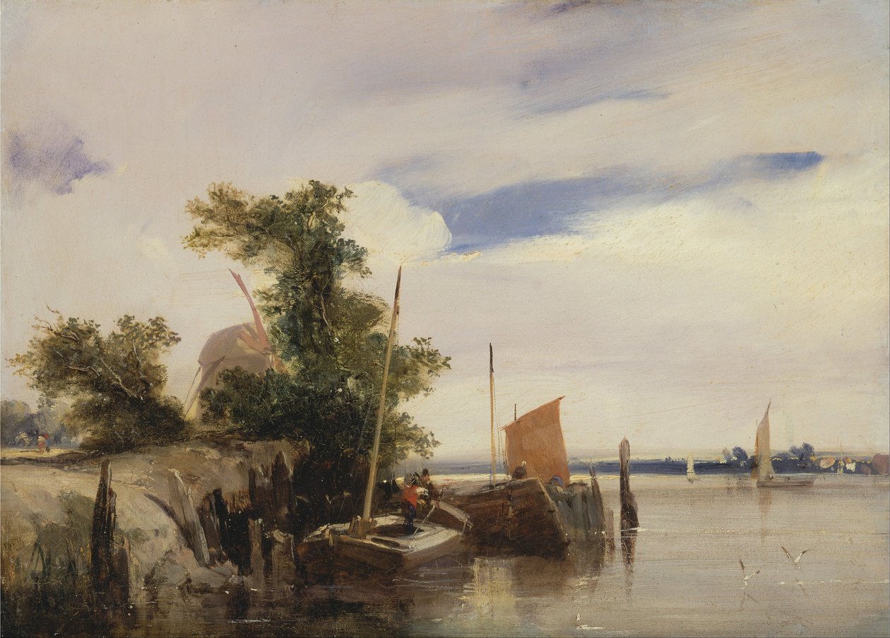 Aken op een Rivier door Richard Parkes Bonington