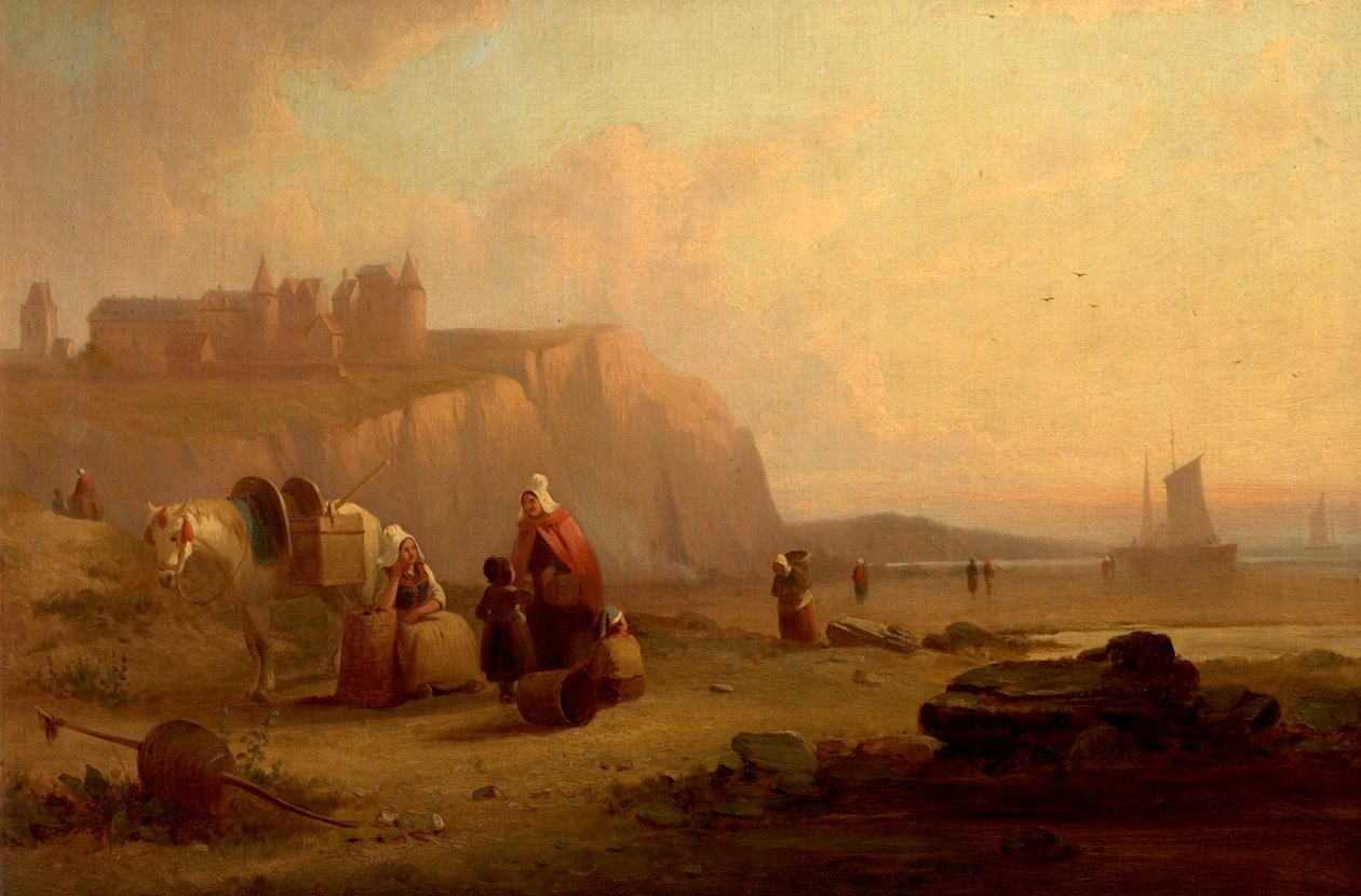 Scène aan de kust van Normandië, Frankrijk door Richard Parkes Bonington