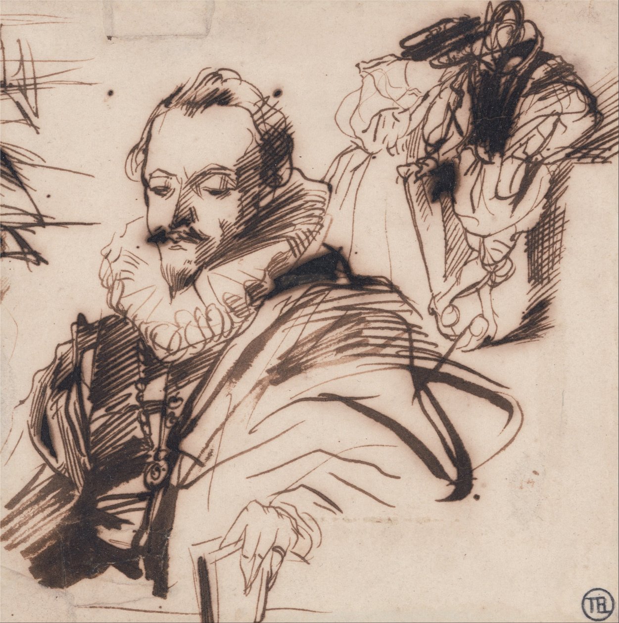 Studie van een Heer in 17e Eeuwse Kleding, Naar Van Dyck door Richard Parkes Bonington