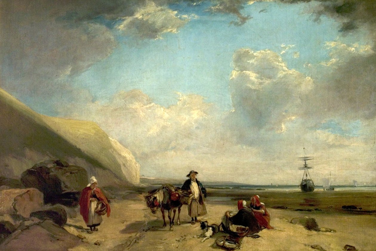 Vissersvolk aan de Kust van Normandië, 1824 door Richard Parkes Bonington