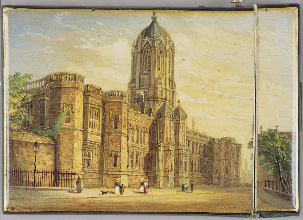 Victoriaanse kaartendoos, met een scène van Christ Church, Oxford en Tom Tower door Richard Phene and Benjamin W. Spiers
