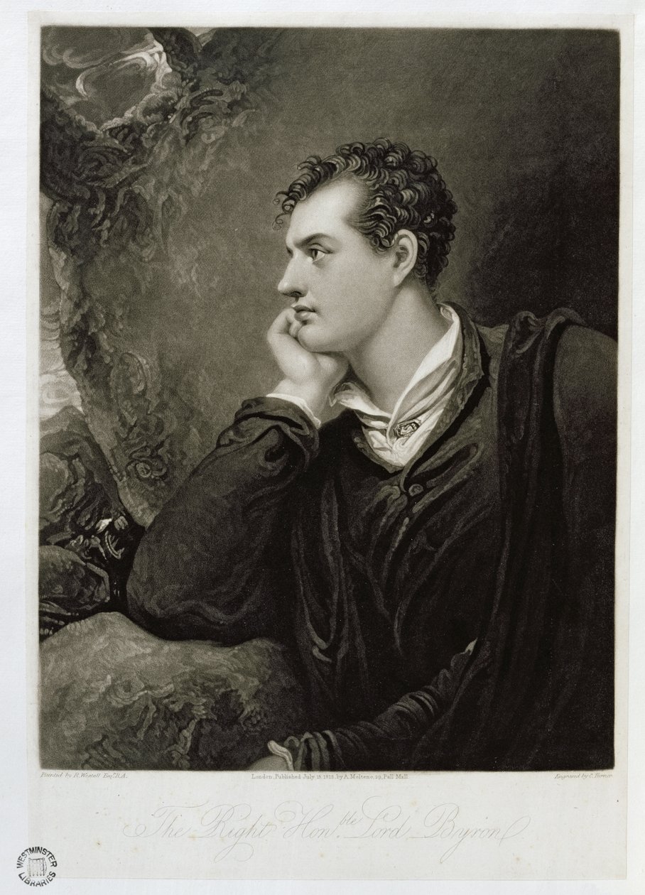 George Gordon, 6e Lord Byron, gegraveerd door Charles Turner, 1815 door Richard Westall