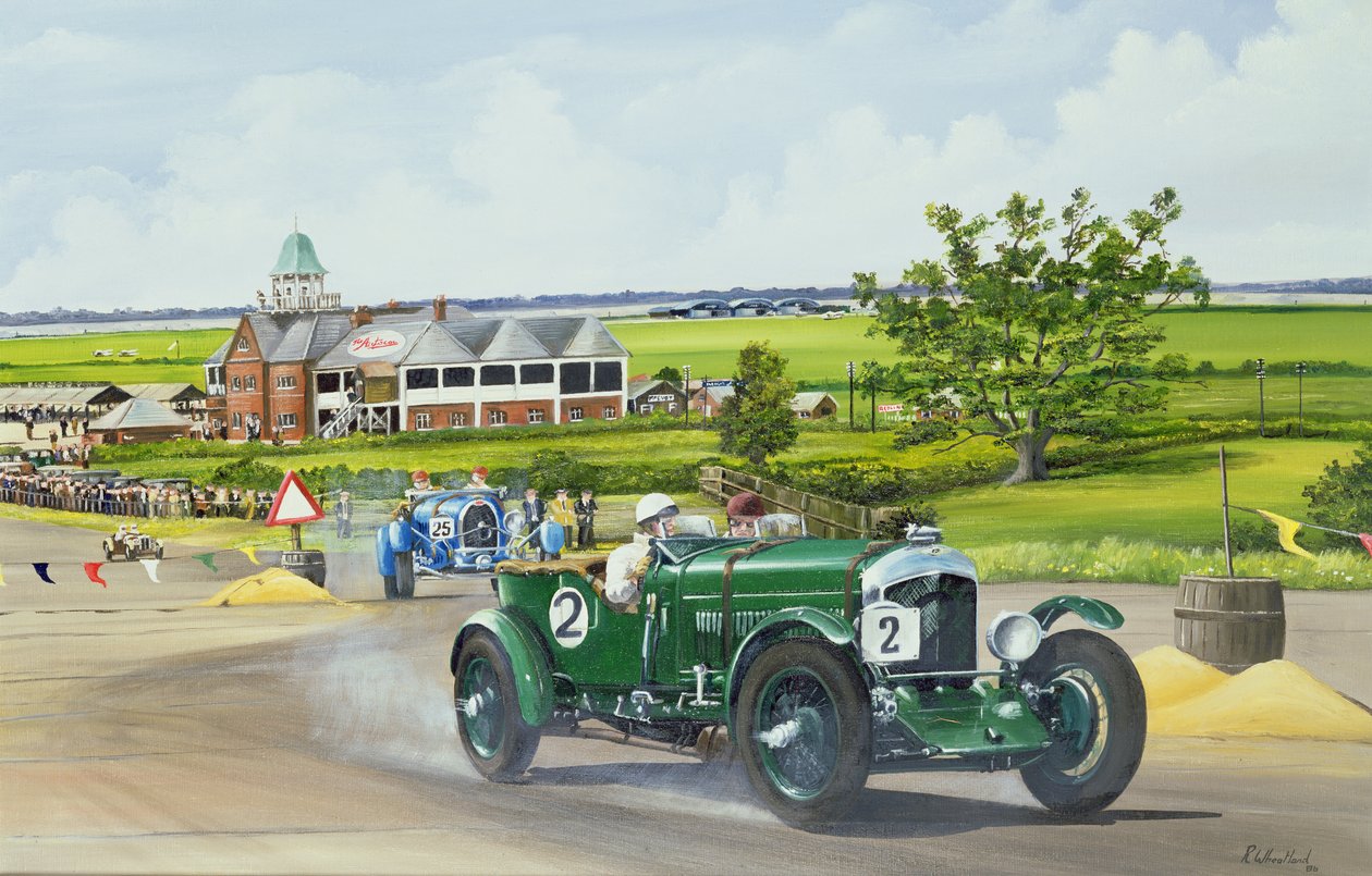 Speed Six Bentley bij Brooklands 1930, 1986 door Richard Wheatland