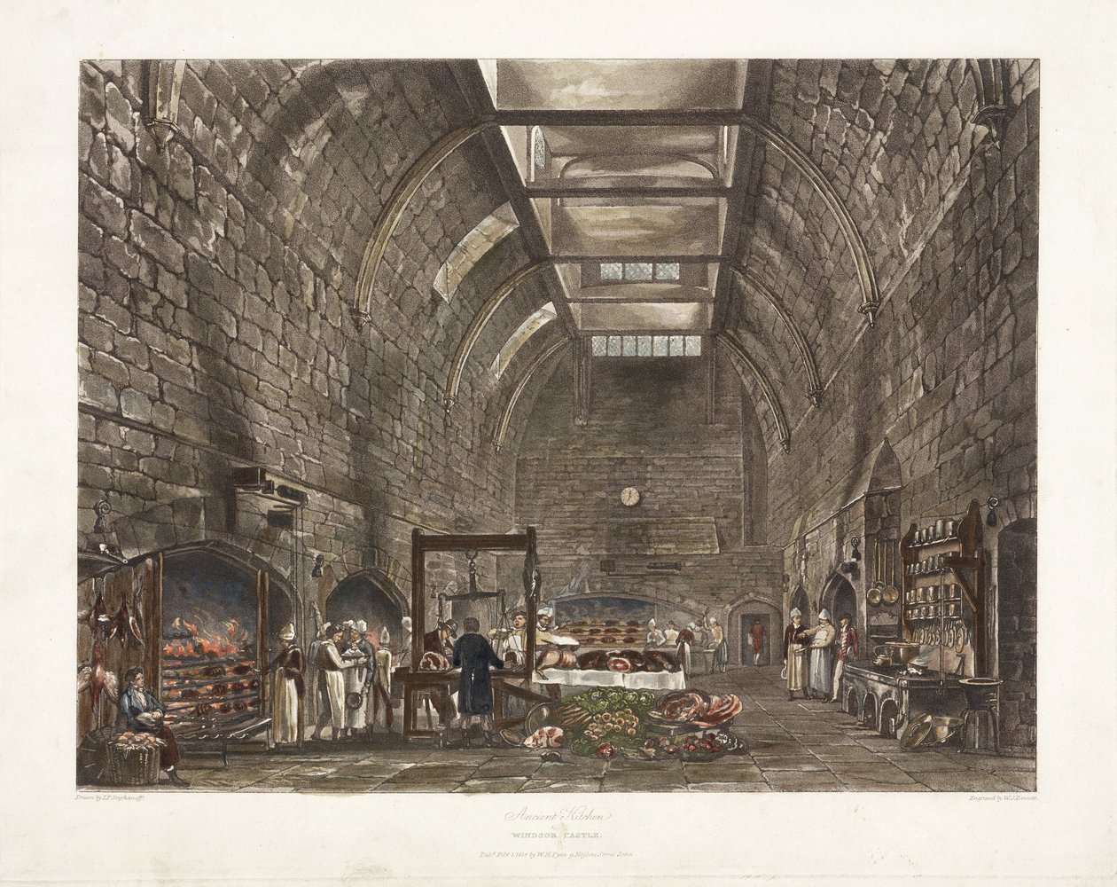 Oude keuken Windsor Castle, begin 19e eeuw door John Pardon