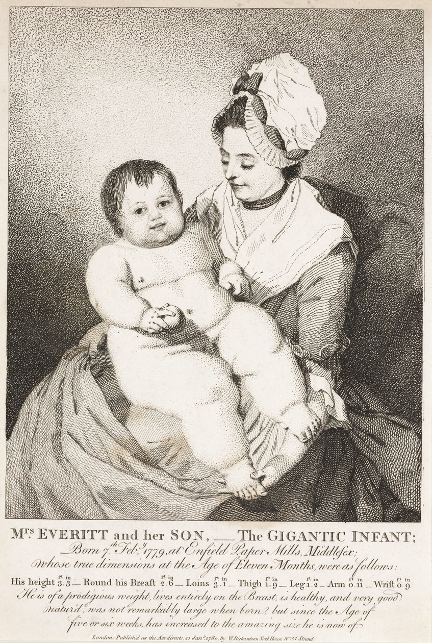 Mevrouw Everitt en haar zoon; de gigantische baby door John Pardon