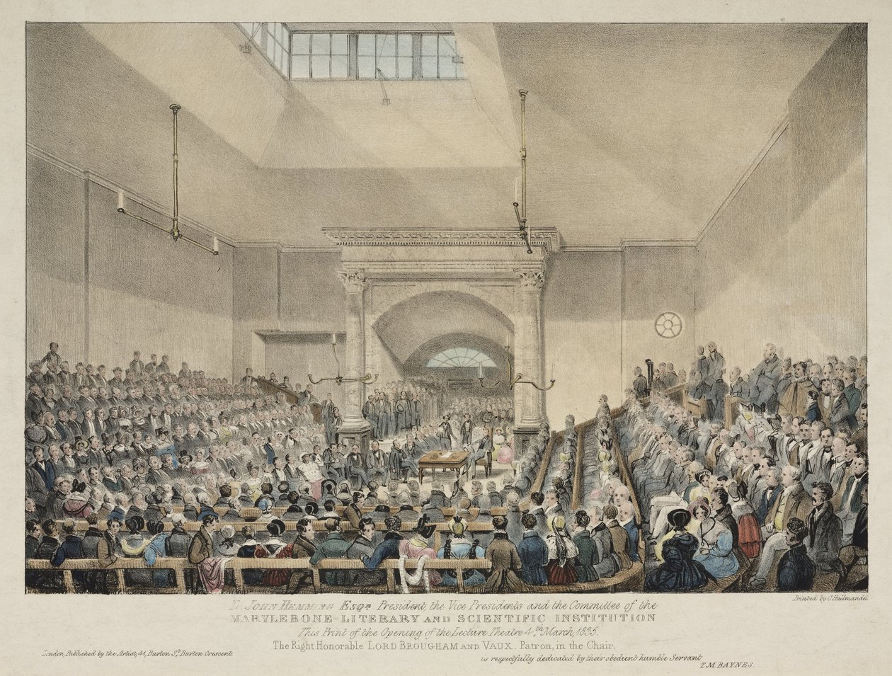 Opening van het lezingentheater in Marylebone, Londen door John Pardon