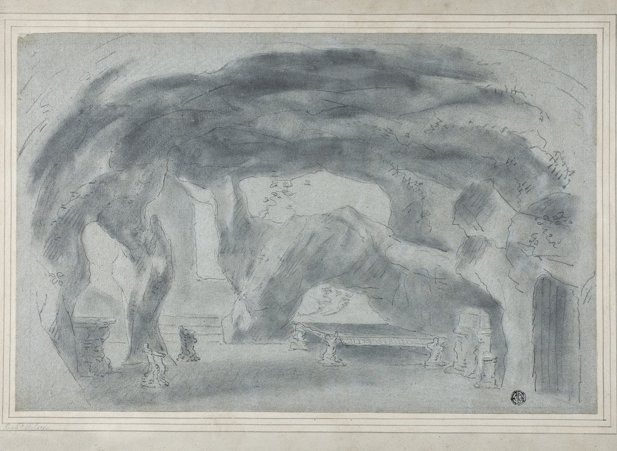 Interieur van een grot door Richard (attr.to) Wilson
