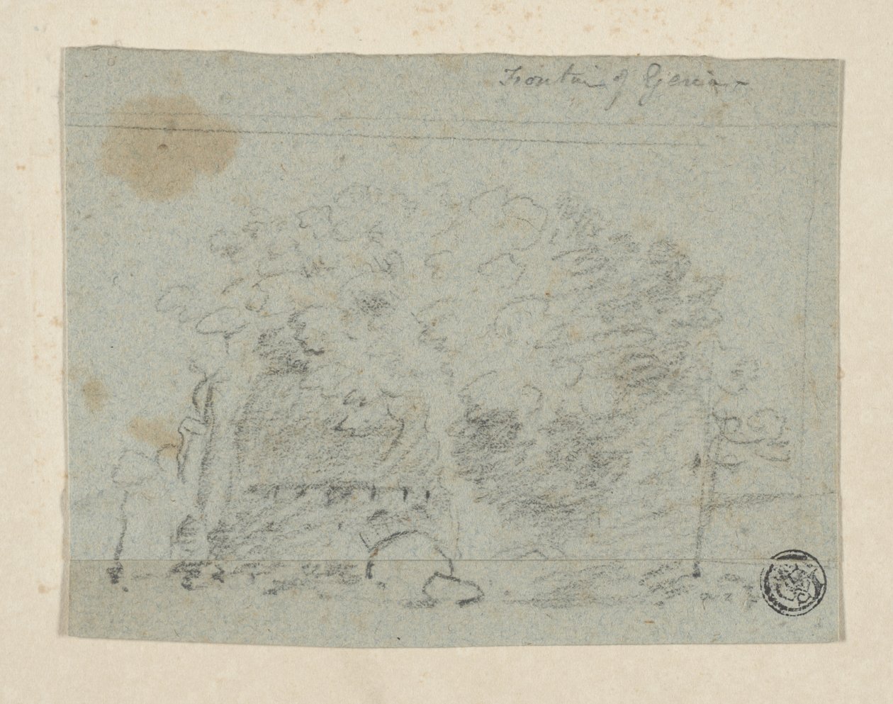 Schets van Bomen bij Brug door Richard (attr.to) Wilson