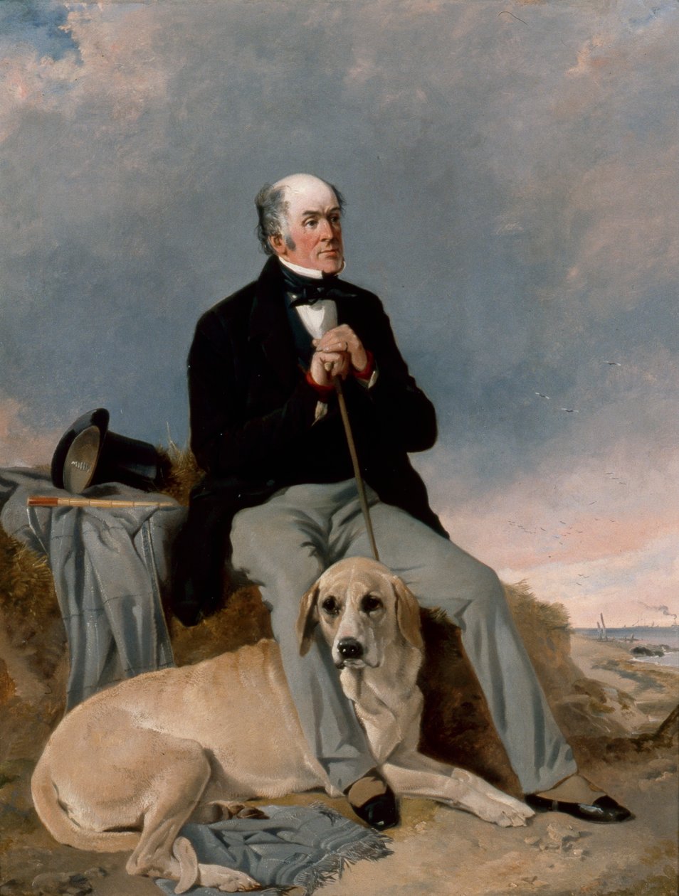 Portret van een Heer met zijn Labrador door Richard Ansdell
