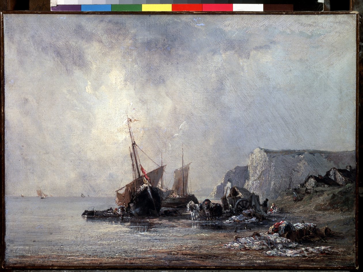 Boten aan de kust van Normandië door Richard Bonington