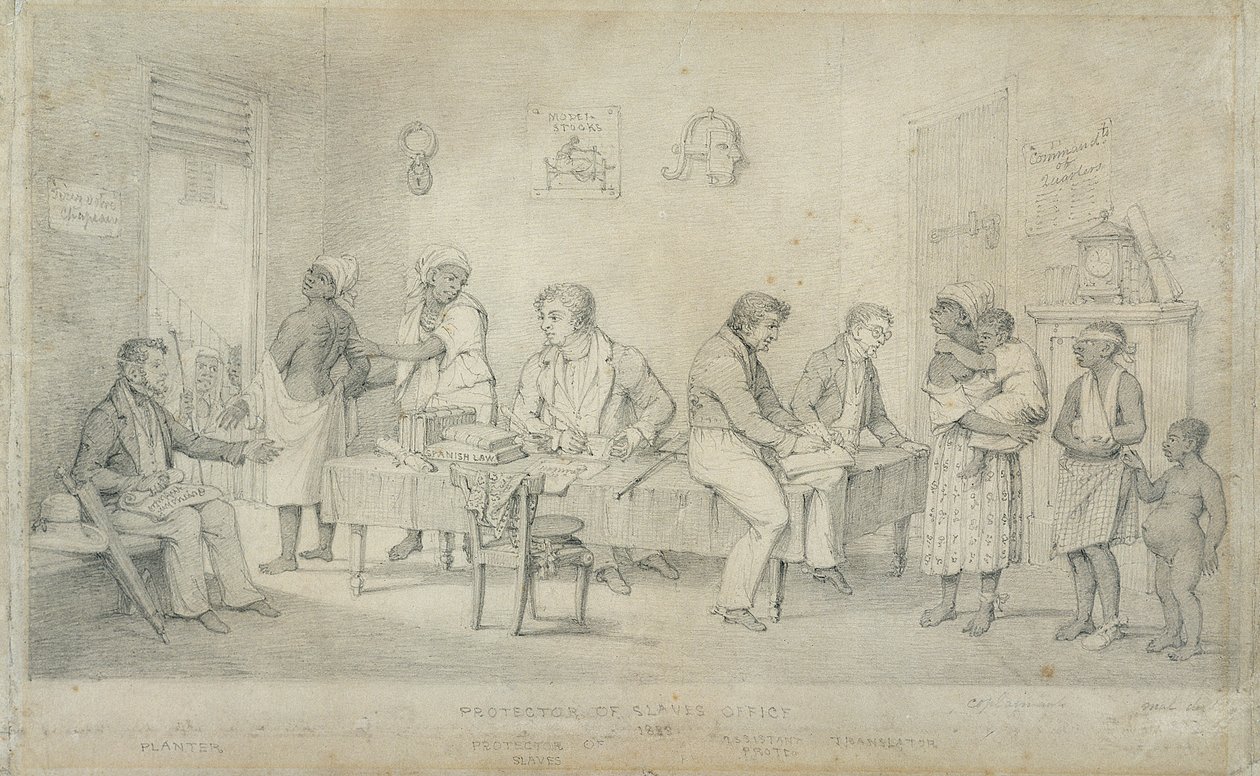 Kantoor van de slavenbeschermer, Trinidad, c.1833 door Richard Bridgens