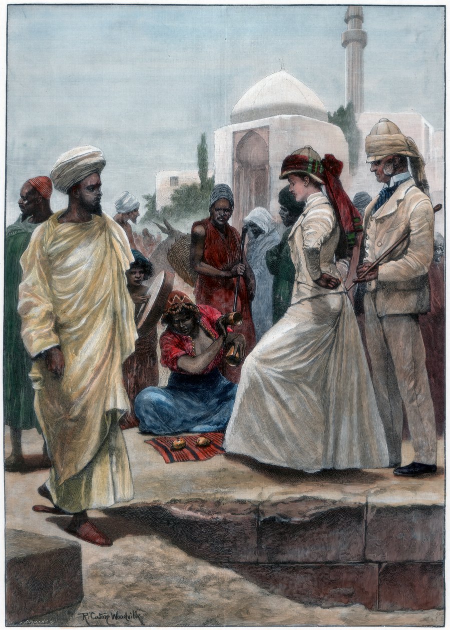 Een straatgoochelaar in Algiers, 1895 door Richard Caton II Woodville