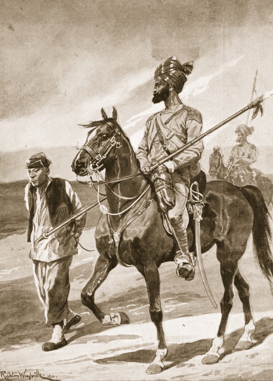 Een Bengaalse Lansier en zijn Bokser gevangene, illustratie uit 