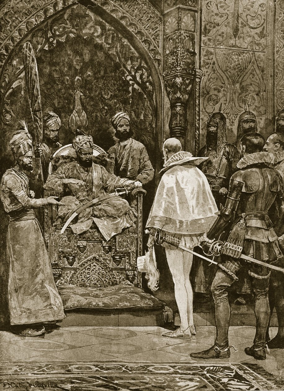 Een vroege Engelse ambassade naar India, 1599, illustratie uit 