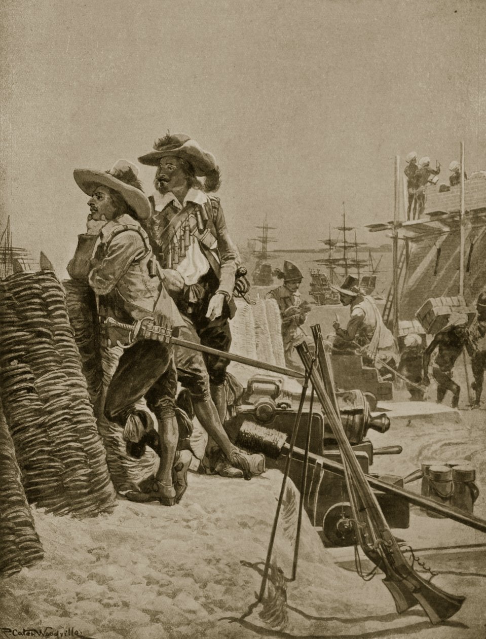 De bouw van het eerste Fort in Madras, 1640, illustratie uit 