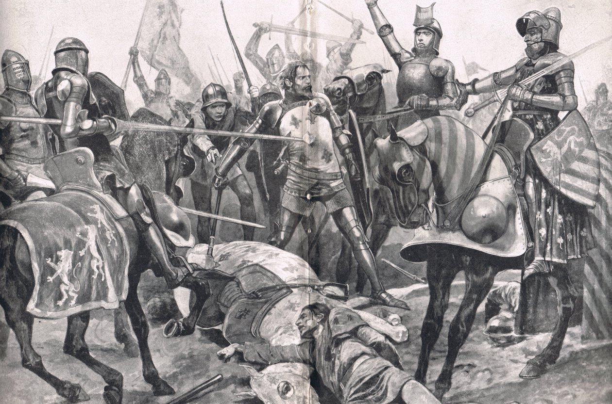 De laatste stand van Jan II van Frankrijk bij de Slag bij Poitiers, illustratie uit 