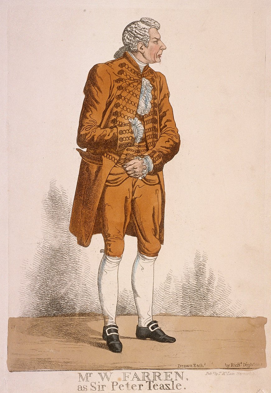 De acteur William Farren als Sir Peter Teazle door Richard Dighton