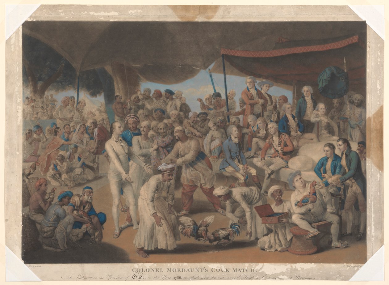 Haanwedstrijd van kolonel Mordaunt in Lucknow door Richard Earlom