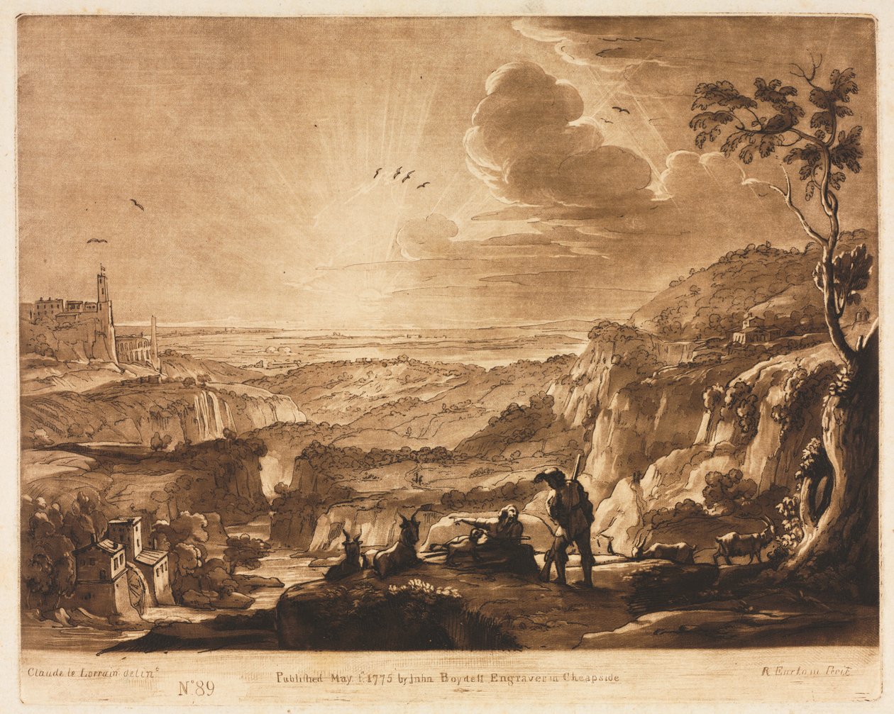 Liber Veritatis: Nr. 89, Uitzicht op een Bergachtig Uitgestrekt Land door Richard Earlom