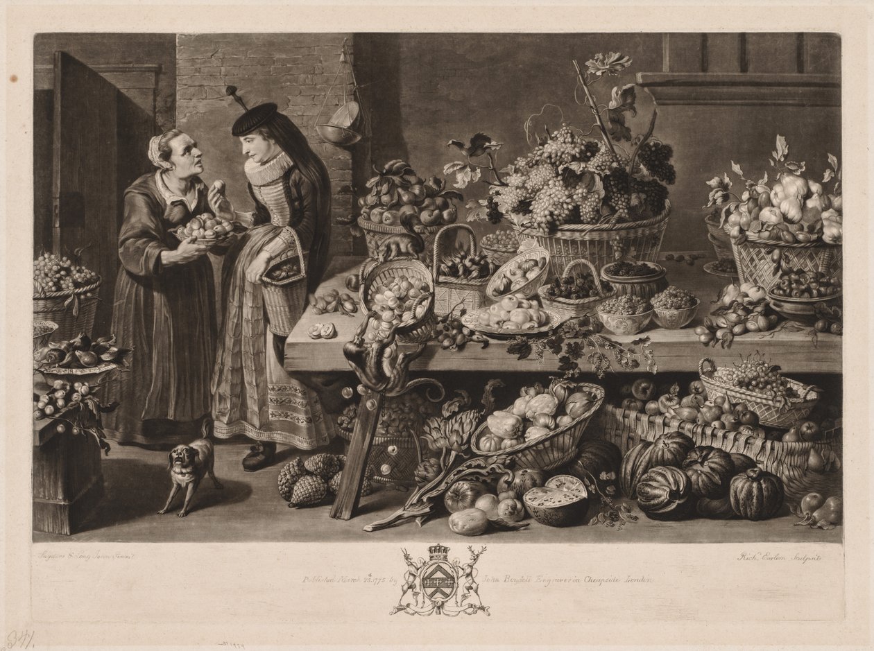 De Vier Markten: De Fruitmarkt, 1775 door Richard Earlom