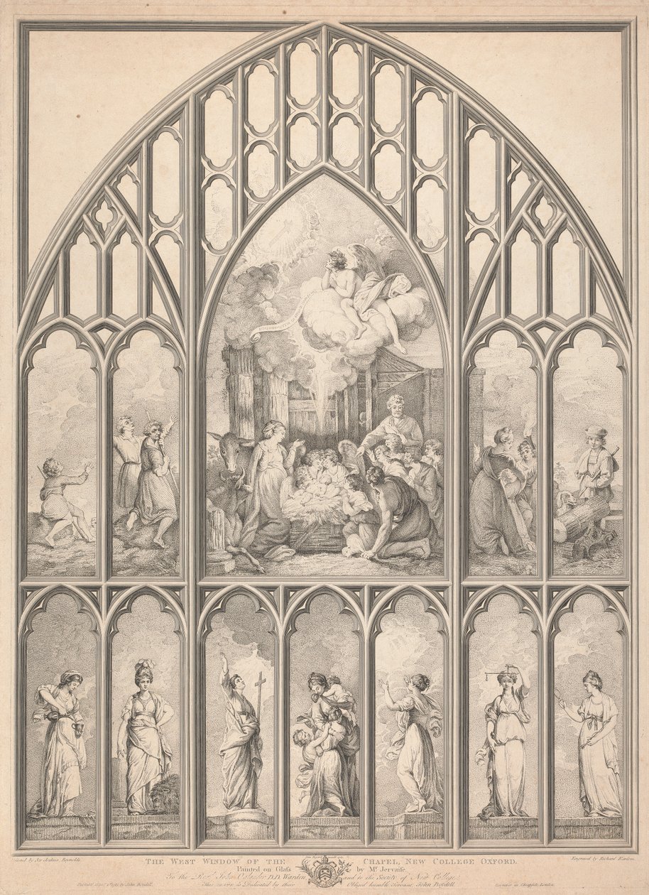 Het westelijke raam van de kapel, New College Oxford door Richard Earlom