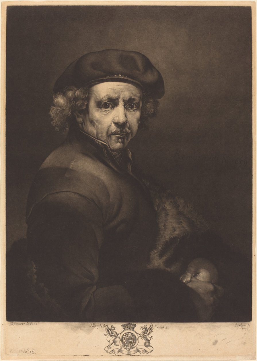 Rembrandt, Zelfportret door Richard Earlom after Rembrandt van Rijn