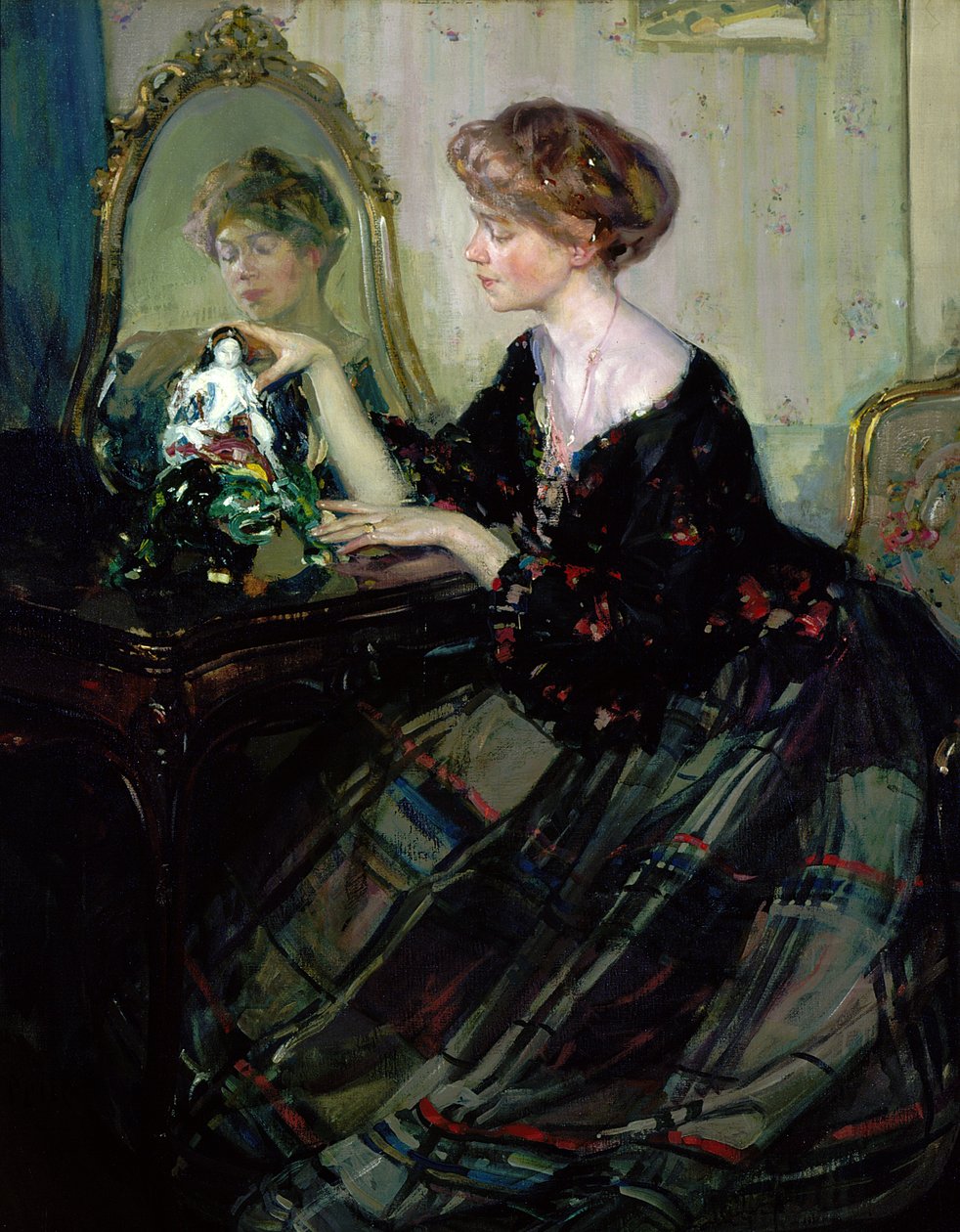 Het Chinese beeldje, ca. 1910 (olieverf op doek) door Richard Emil Miller