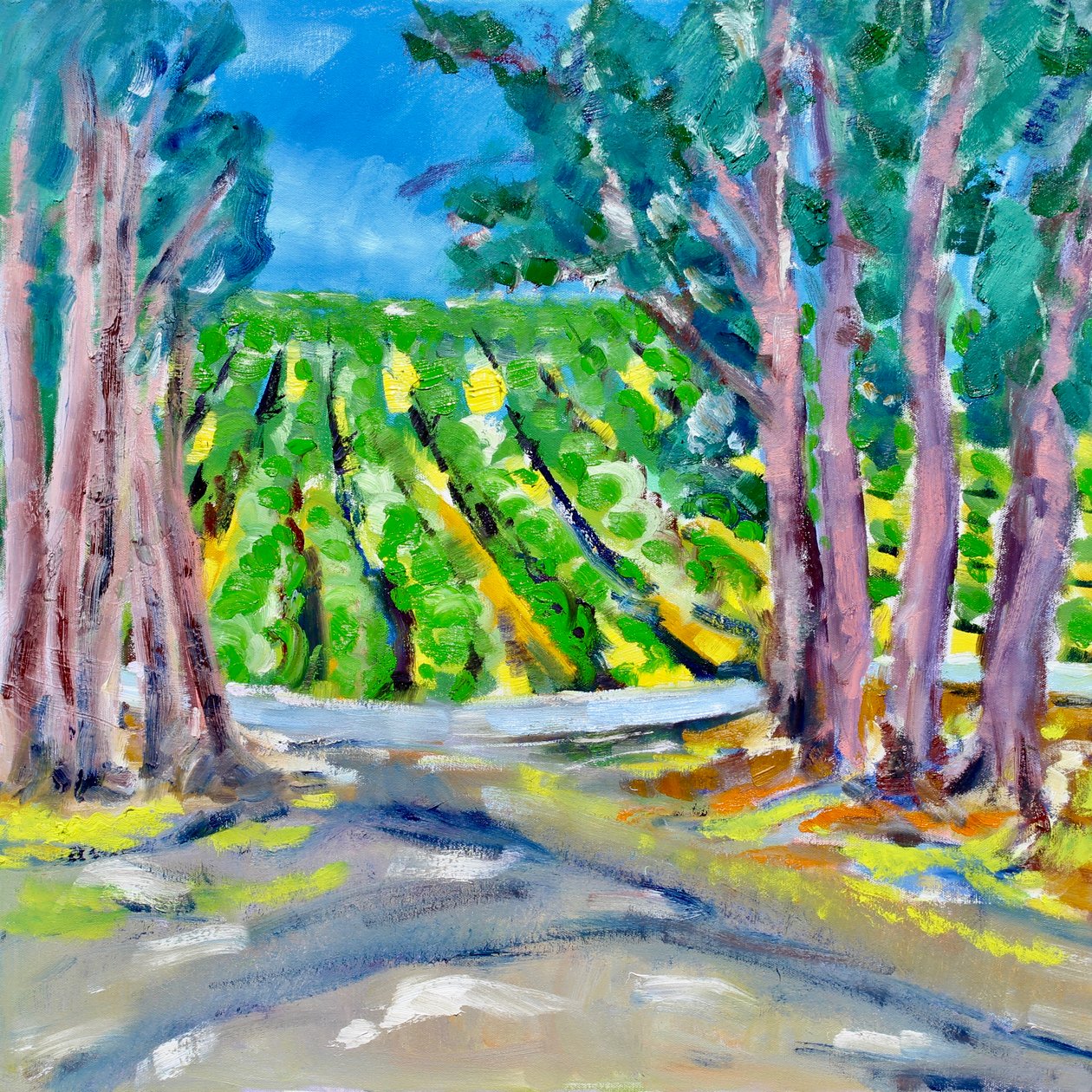 Wijngaard achter de bomen, 2019 door Richard Fox