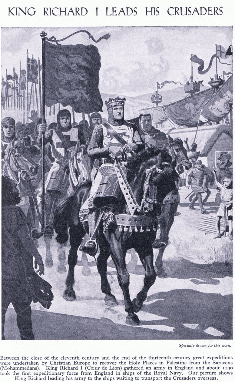 Koning Richard I leidt zijn kruisvaarders, c.1950 door Richard Henry Brock