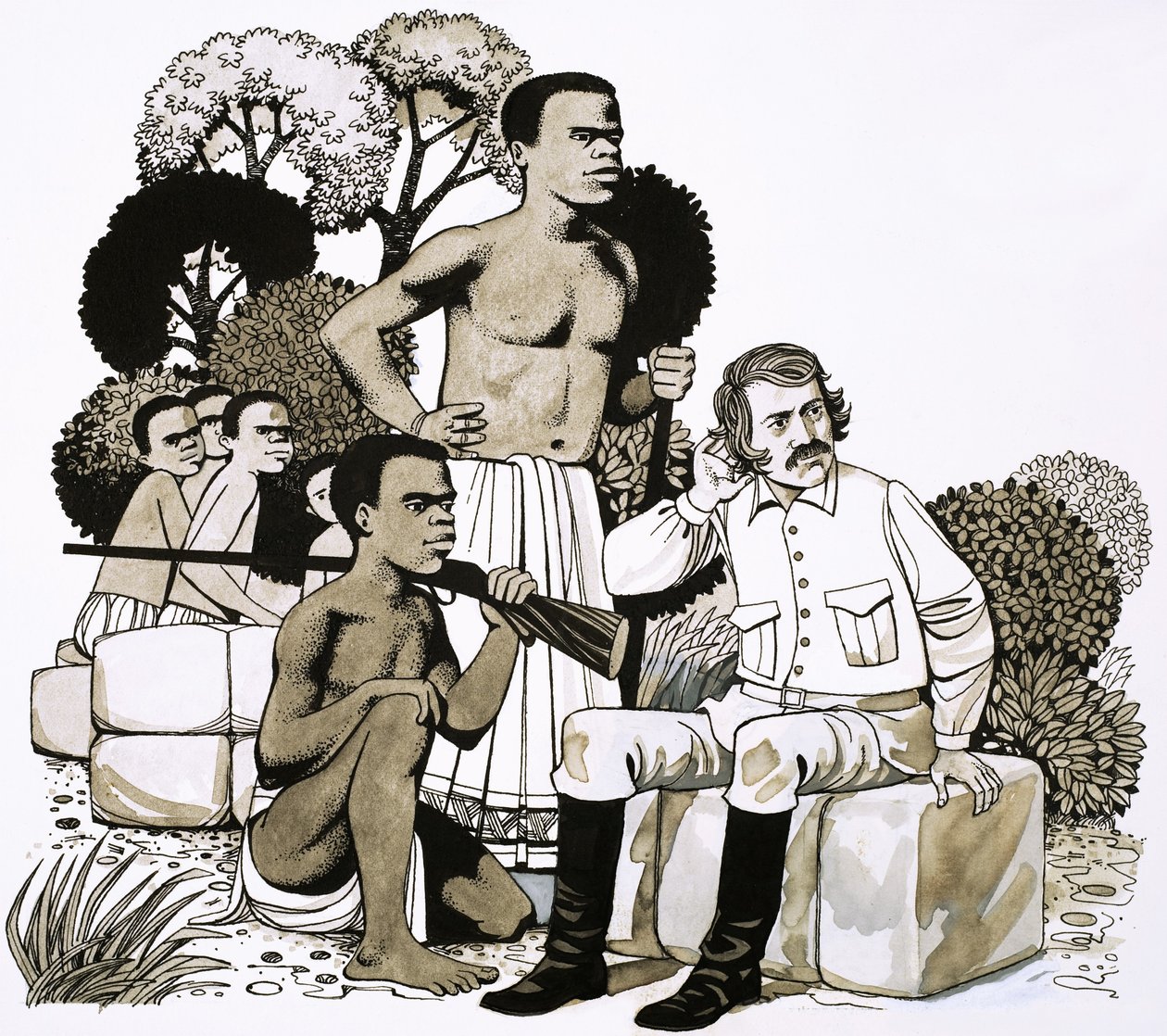 David Livingstone, de ontdekkingsreiziger die de Victoria Watervallen ontdekte door Richard Hook