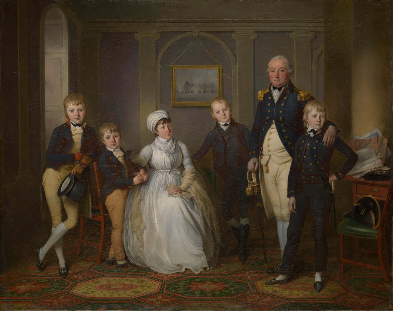 Kapitein Richard Grindall (1750-1820) en zijn familie, ca. 1800 door Richard Livesay