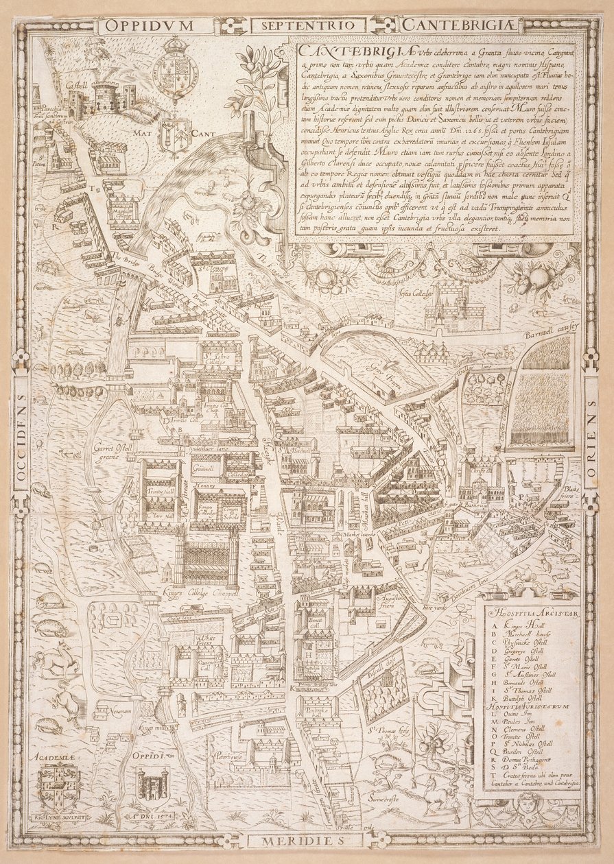 Kaart van Cambridge, uit Caius 