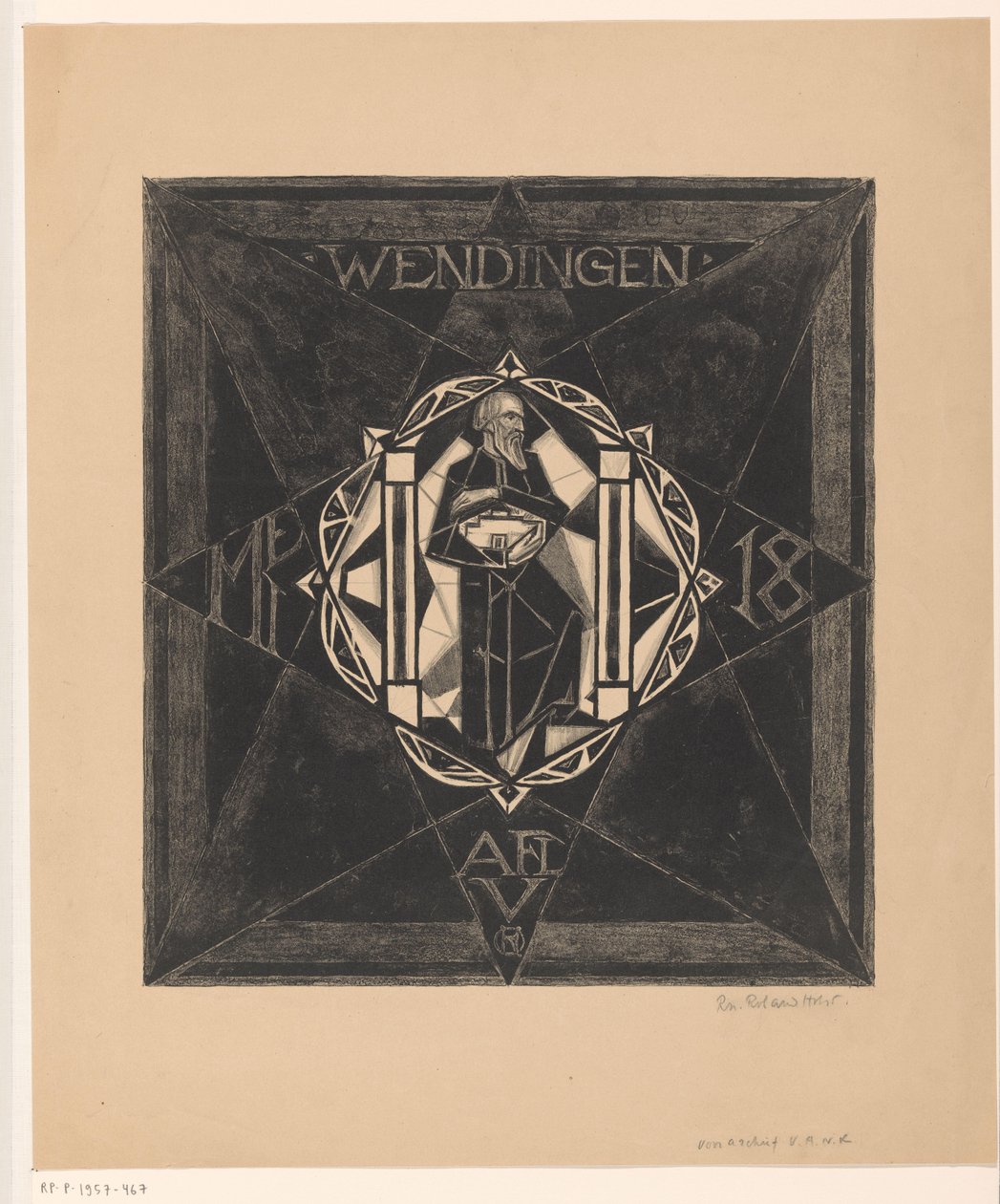 Omslagontwerp voor: Wendingen, 1918 door Richard Nicolaüs Roland Holst (signed by artist)