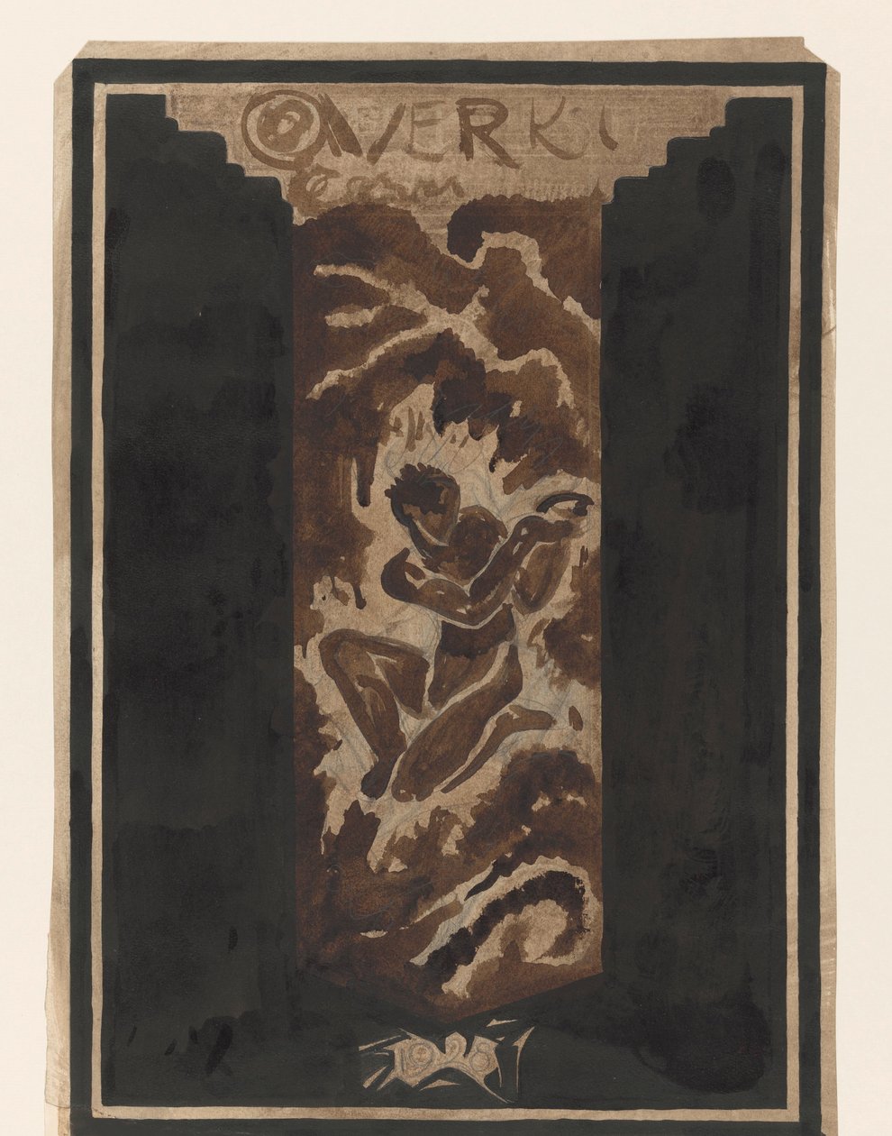 Eerste ontwerp voor de boekband voor Over Kunst, II, door R.N. Roland Holst door Richard Nicolaüs Roland Holst