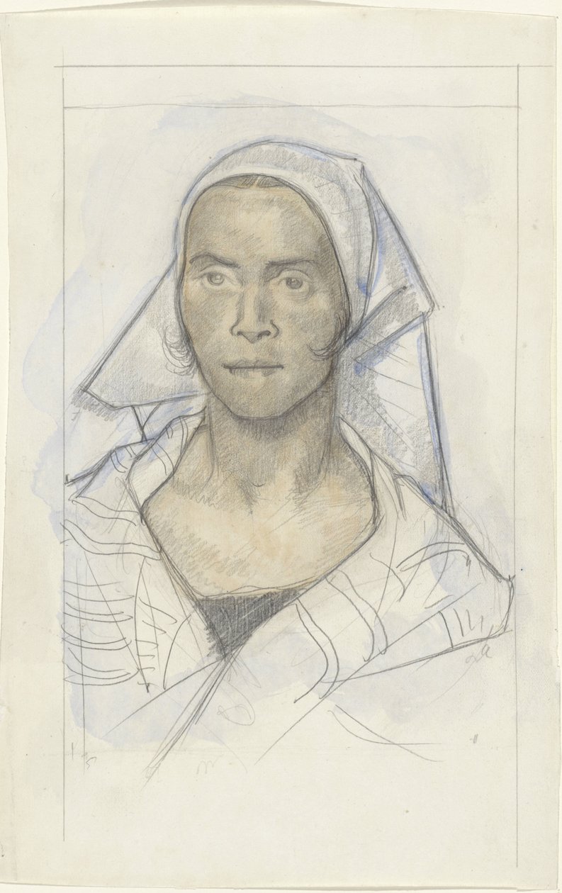 Portret van een vrouw met hoofddoek door Richard Nicolaüs Roland Holst