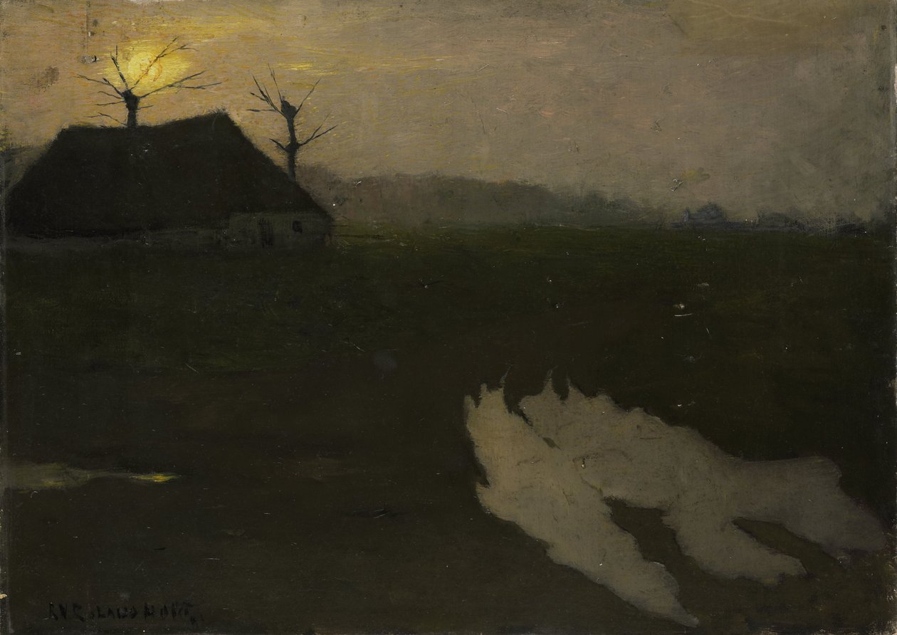 Landschap bij maanlicht door Richard Nicolaus Holst Roland