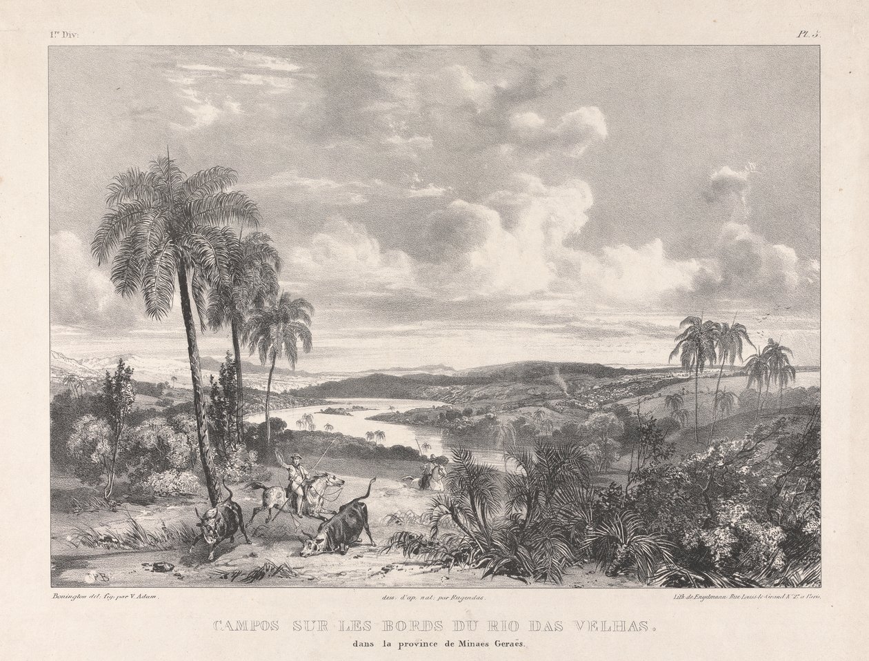 Campos aan de oevers van de Rio das Velhas door Richard Parkes Bonington