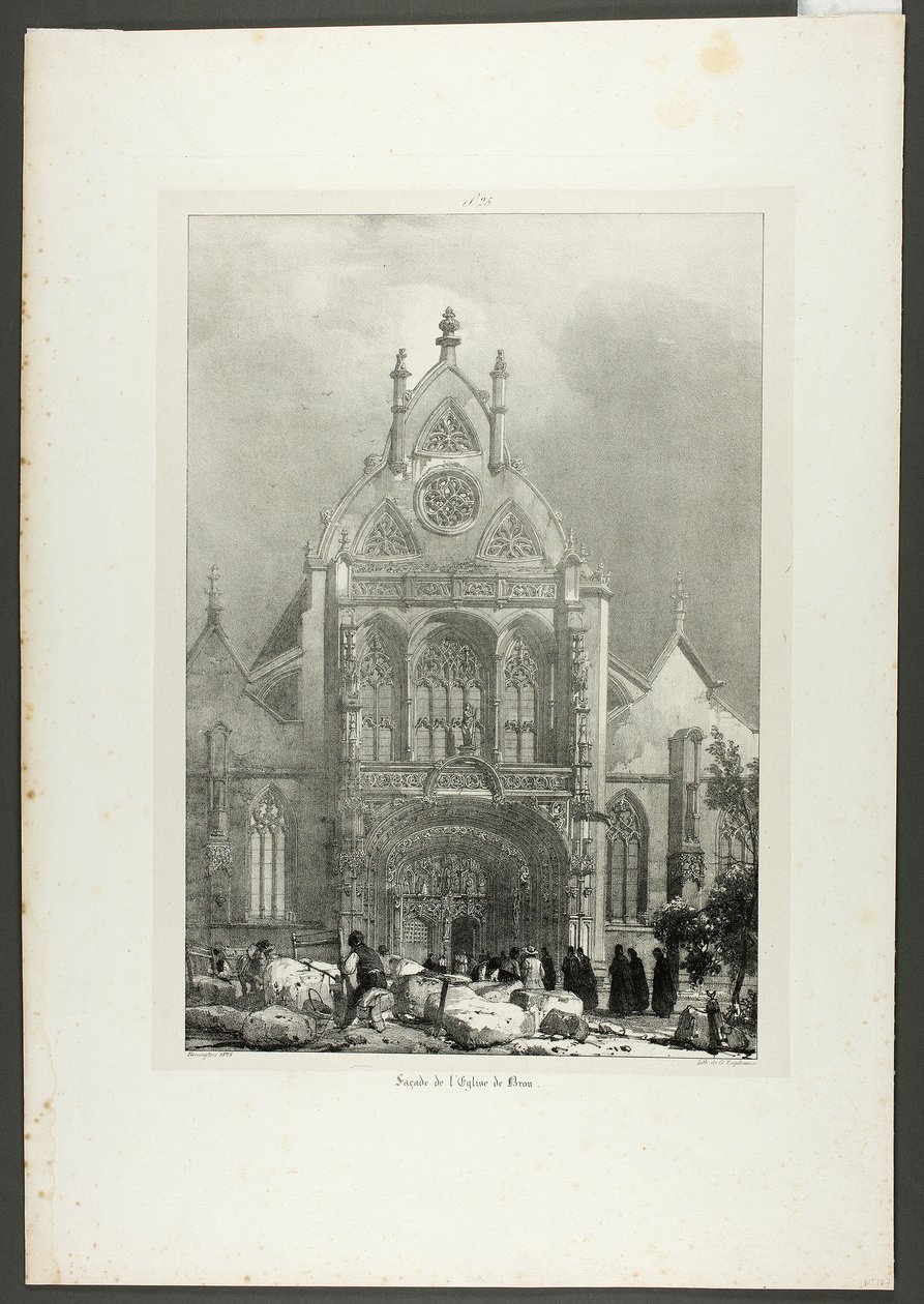 Voorgevel van de kerk van Brou door Richard Parkes Bonington