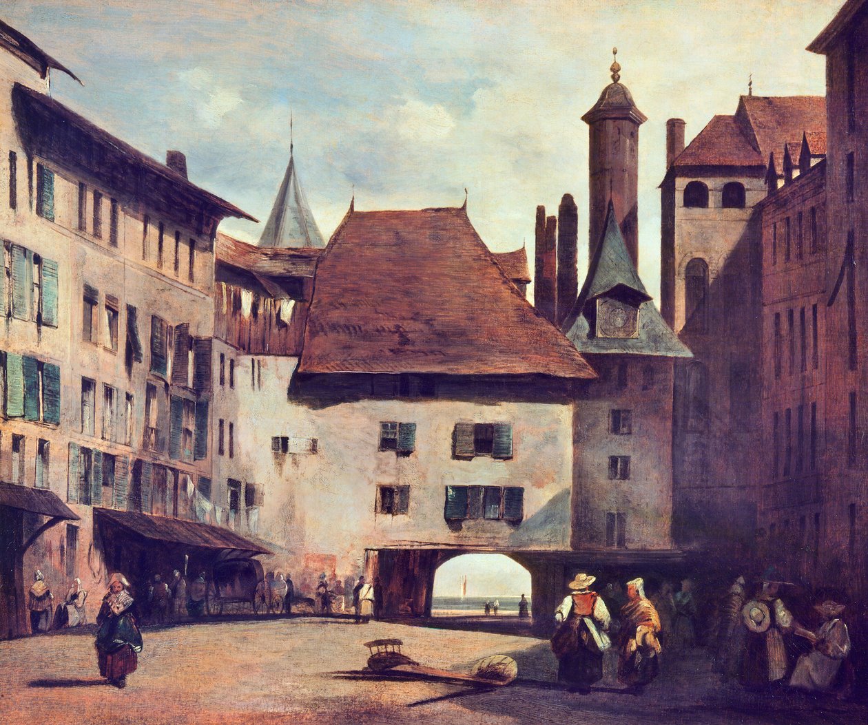 La Place du Molard, ca. 1830 door Richard Parkes Bonington