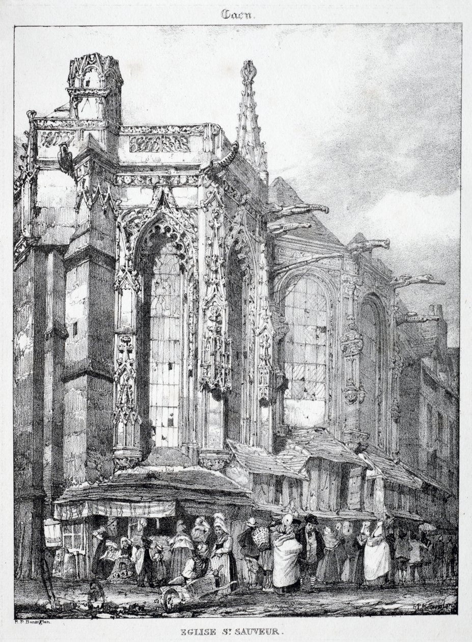Resten en Fragmenten van Architectuur uit de Middeleeuwen: Église St. Sauveur, Caën door Richard Parkes Bonington