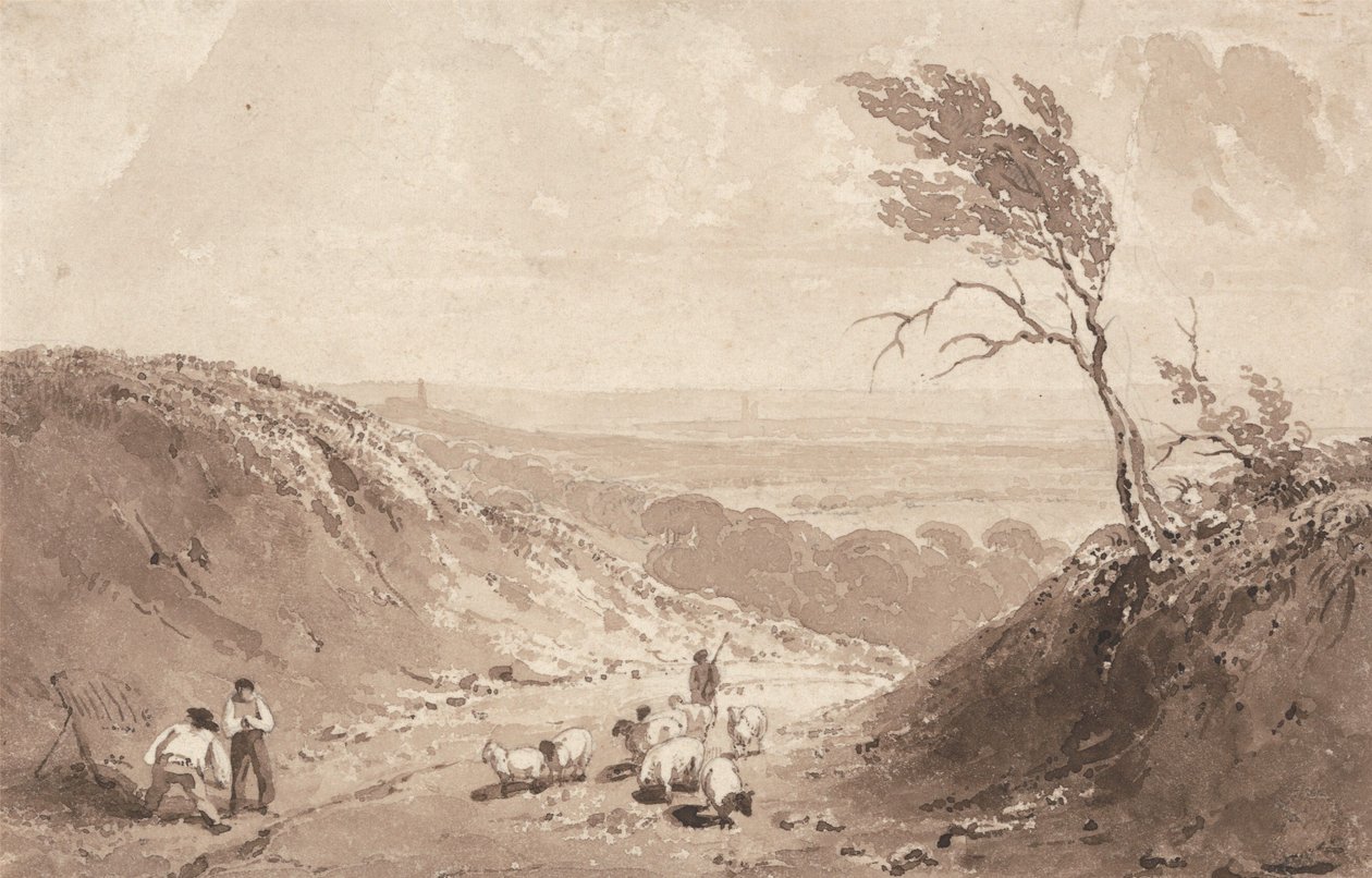 Wegwerkers, in de buurt van Lillebonne door Richard Parkes Bonington