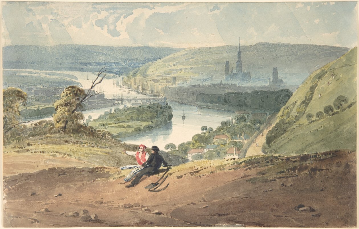 Rouen, uitzicht vanaf Bon-Secours door Richard Parkes Bonington