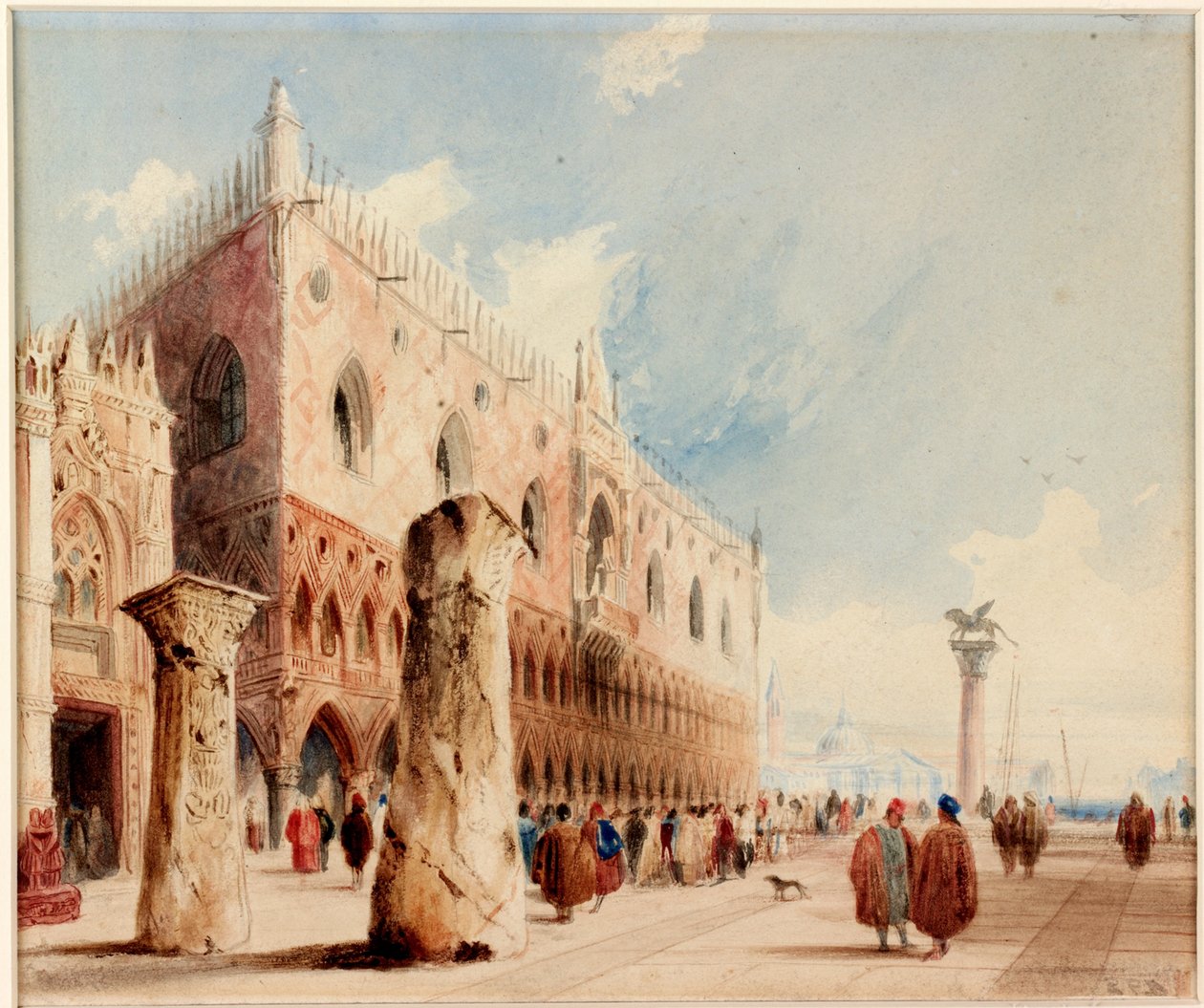 Scène in Venetië (Dogenpaleis) door Richard Parkes Bonington